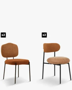 Ensemble 4x chaises, Tweed orange miami + rouge brique Maia, Mogan
