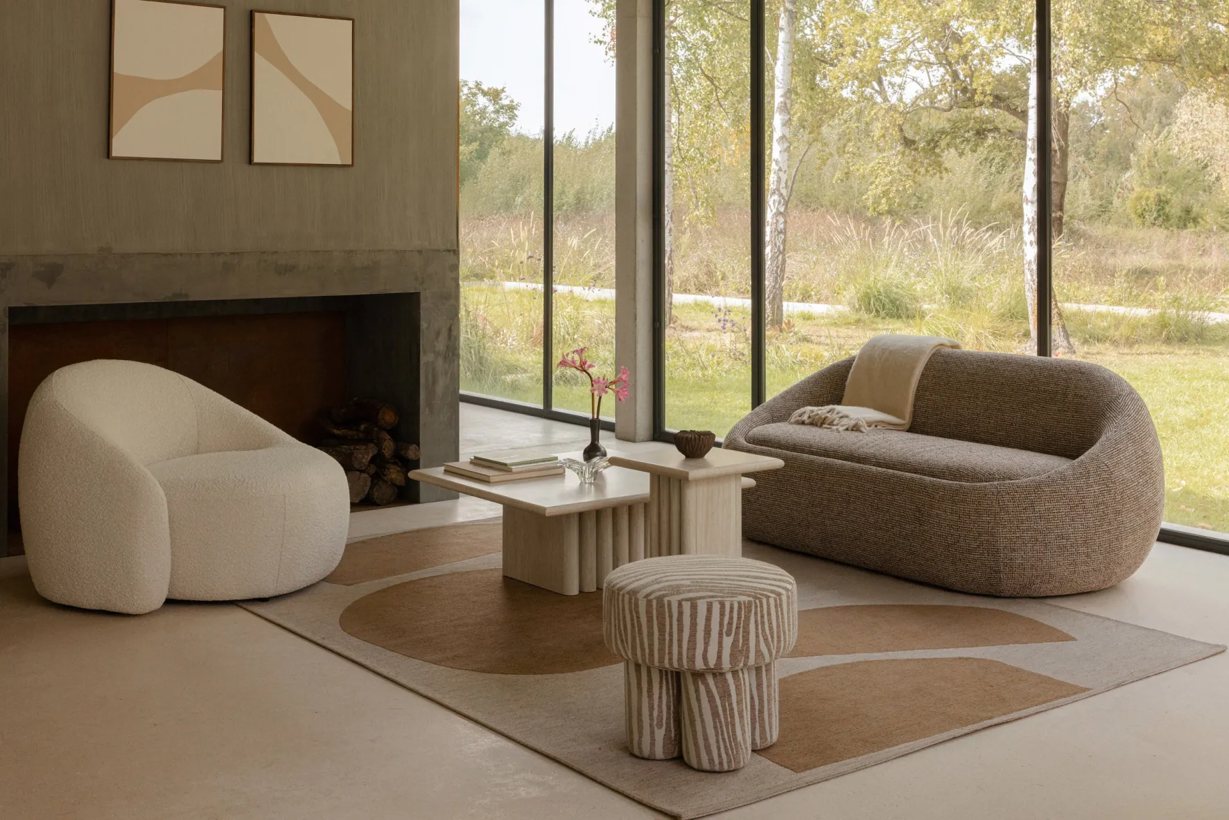 Fauteuil, Blanc avoine bouclé Neo