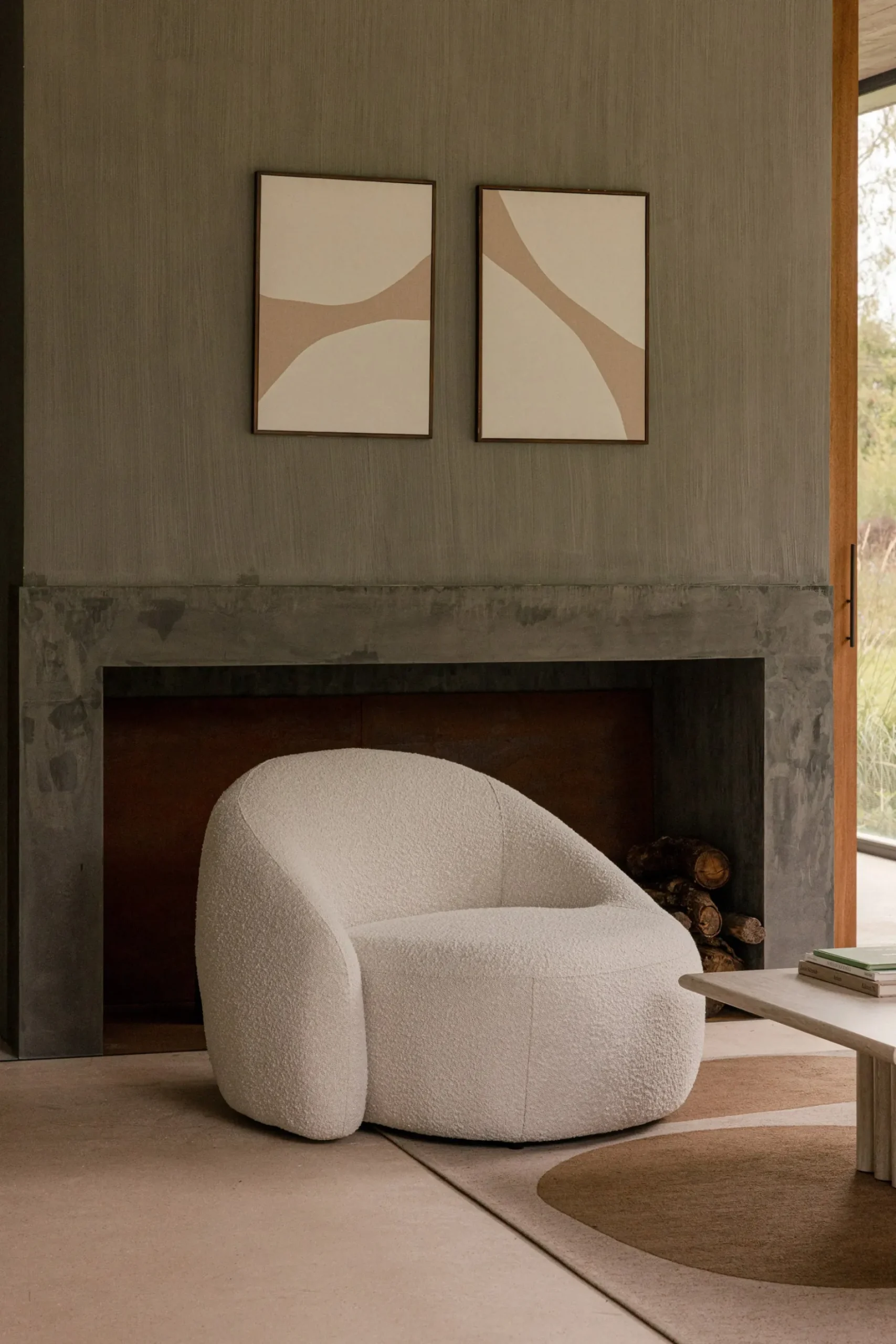 Fauteuil, Blanc avoine bouclé Neo
