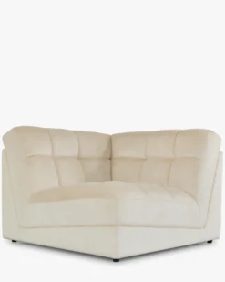 Fauteuil d'angle modulable, Beige pampa anti-tâches Paul