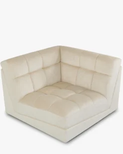 Fauteuil d'angle modulable, Beige pampa anti-tâches Paul