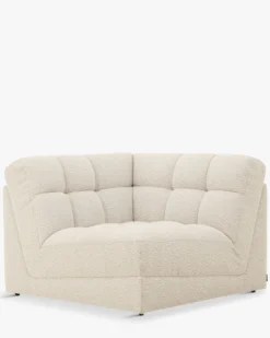Fauteuil d'angle modulable, Blanc avoine bouclé Paul