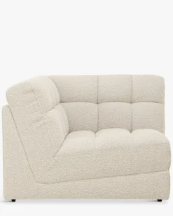 Fauteuil d'angle modulable, Blanc avoine bouclé Paul