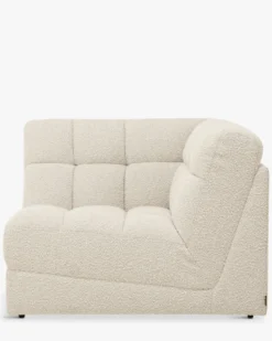 Fauteuil d'angle modulable, Blanc avoine bouclé Paul