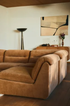 Fauteuil d'angle modulable, Marron sienne déperlant Pulp