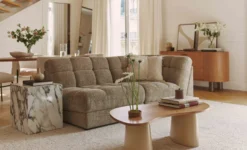 Fauteuil d'angle modulable, Tweed taupe Paul