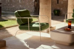 Fauteuil de jardin, Vert prairie & métal beige Maddalena