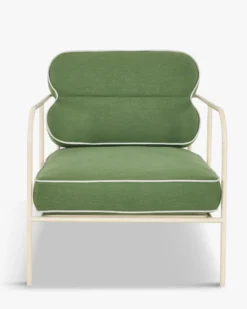 Fauteuil de jardin, Vert prairie & métal beige Maddalena