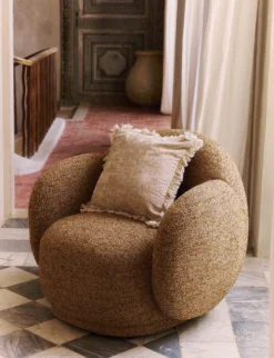 Fauteuil, Marron ocre bouclé, 90x84 Cocoon