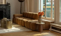 Fauteuil modulable accoudoir interchangeable, Camel crêpé Waffle