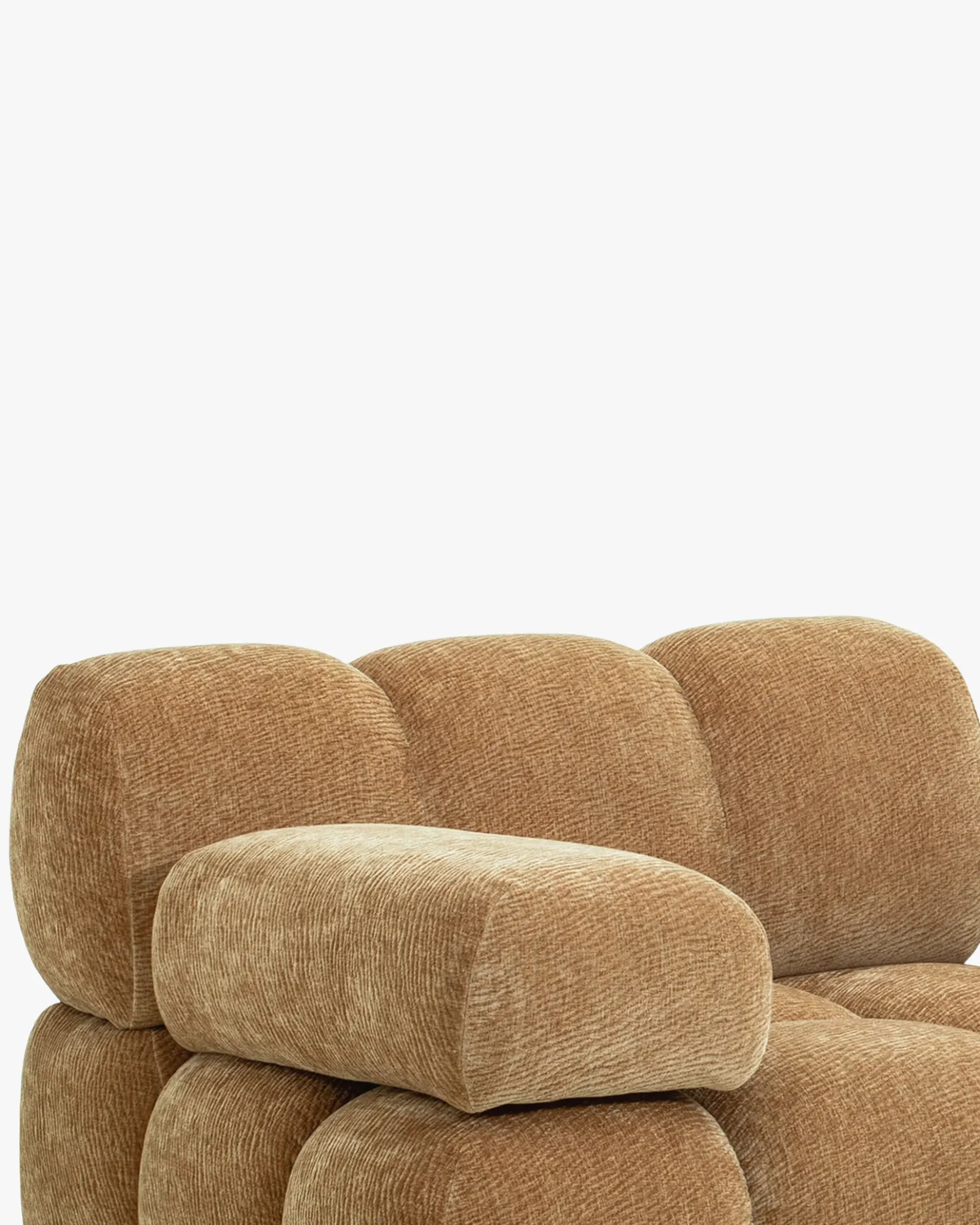 Fauteuil modulable accoudoir interchangeable, Camel crêpé Waffle