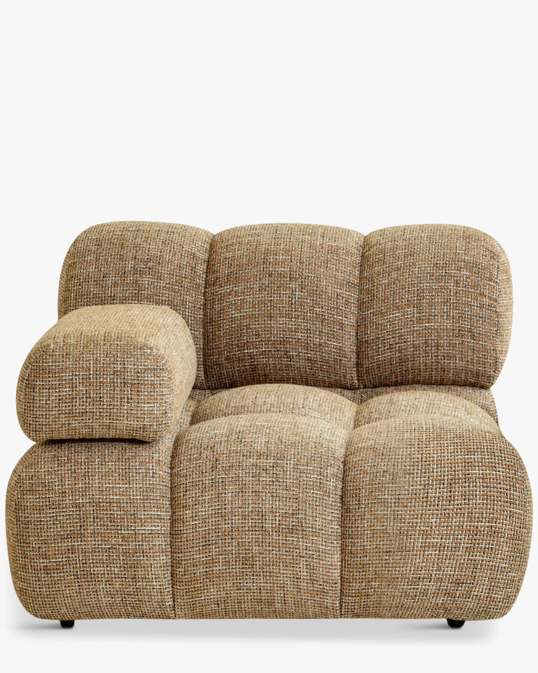 Fauteuil modulable accoudoir interchangeable, Tweed marron caramel Waffle