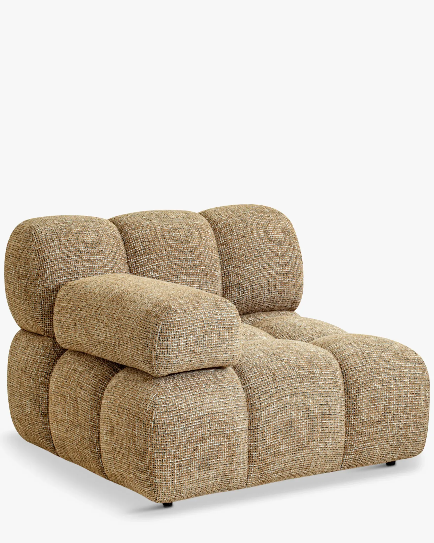 Fauteuil modulable accoudoir interchangeable, Tweed marron caramel Waffle