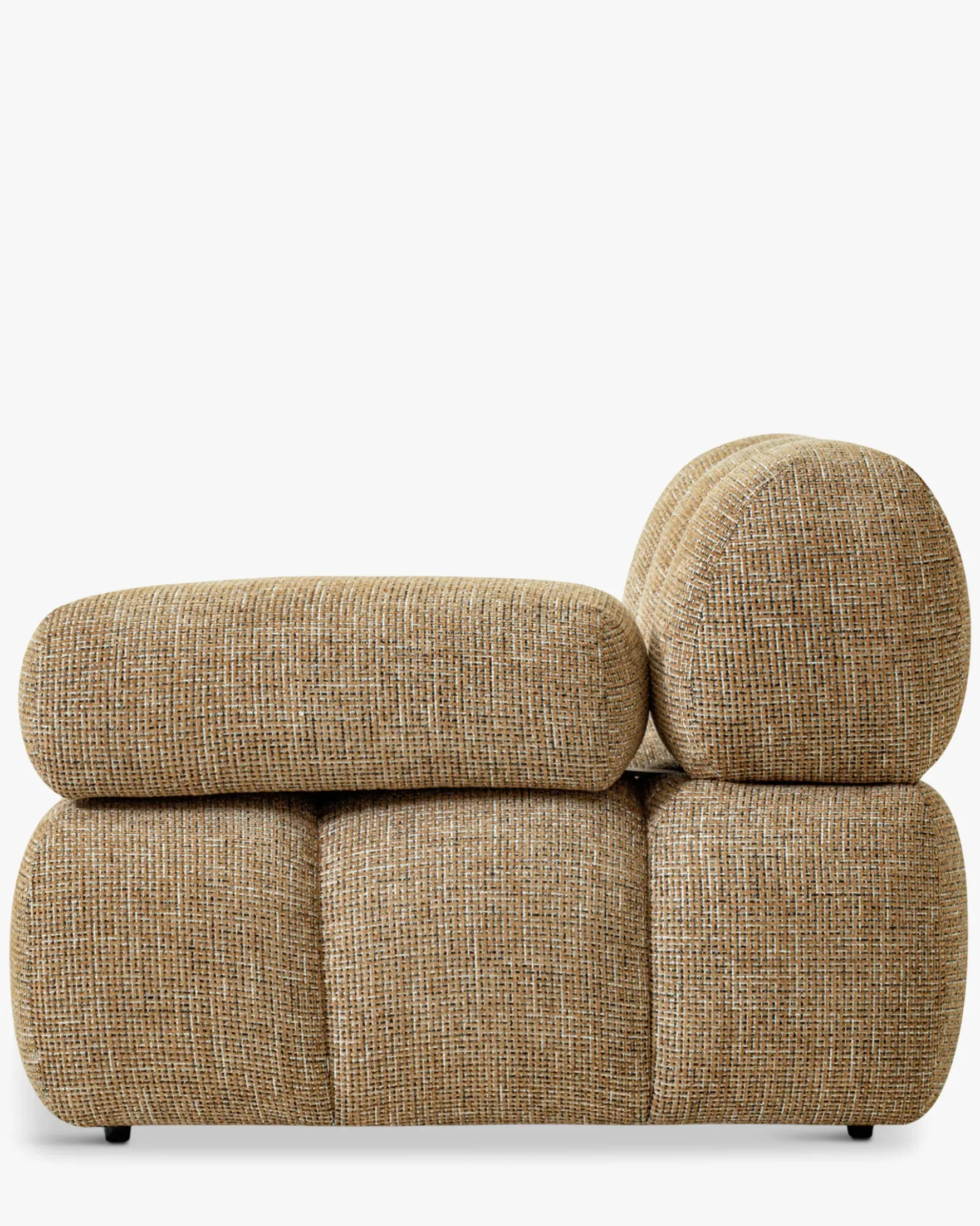 Fauteuil modulable accoudoir interchangeable, Tweed marron caramel Waffle