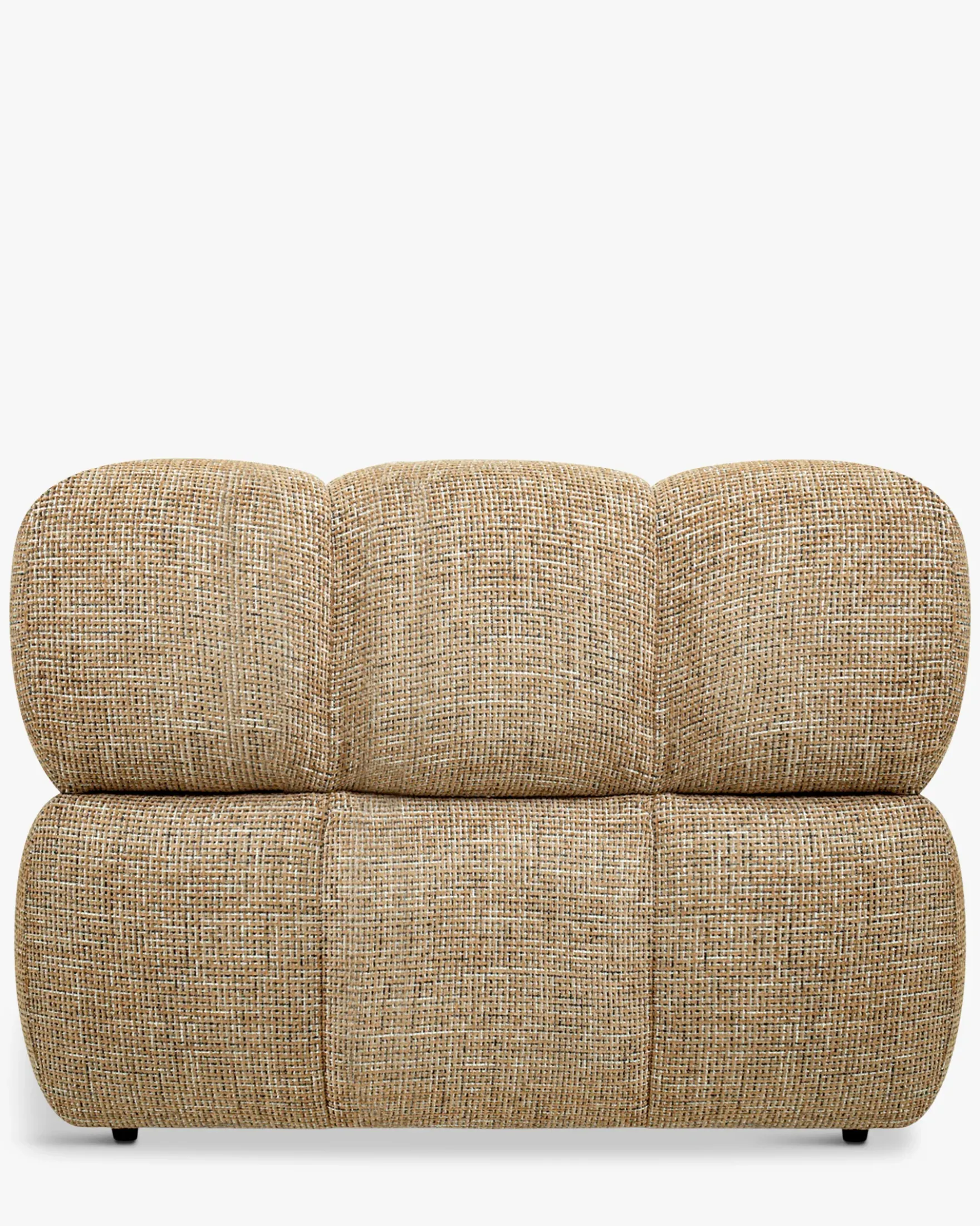 Fauteuil modulable accoudoir interchangeable, Tweed marron caramel Waffle