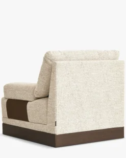 Fauteuil modulable accoudoir droit, Tweed écru meringue & Bois teinte noyer foncé Roman