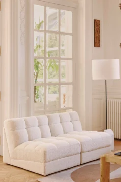 Fauteuil modulable, Blanc avoine bouclé Paul