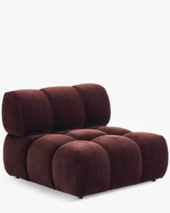 Fauteuil modulable sans accoudoir, Velours bordeaux ligné Waffle