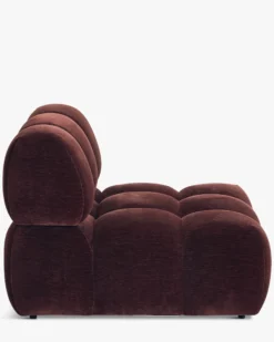 Fauteuil modulable sans accoudoir, Velours bordeaux ligné Waffle