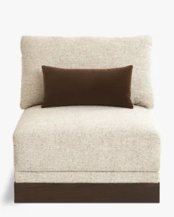 Fauteuil modulable, Tweed écru meringue & Bois teinte noyer foncé Roman
