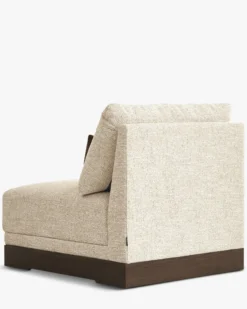 Fauteuil modulable, Tweed écru meringue & Bois teinte noyer foncé Roman