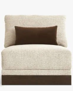 Fauteuil modulable, Tweed écru meringue & Bois teinte noyer foncé Roman