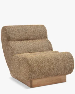 Fauteuil modulable, Tweed marron caramel & bois blond Cozy