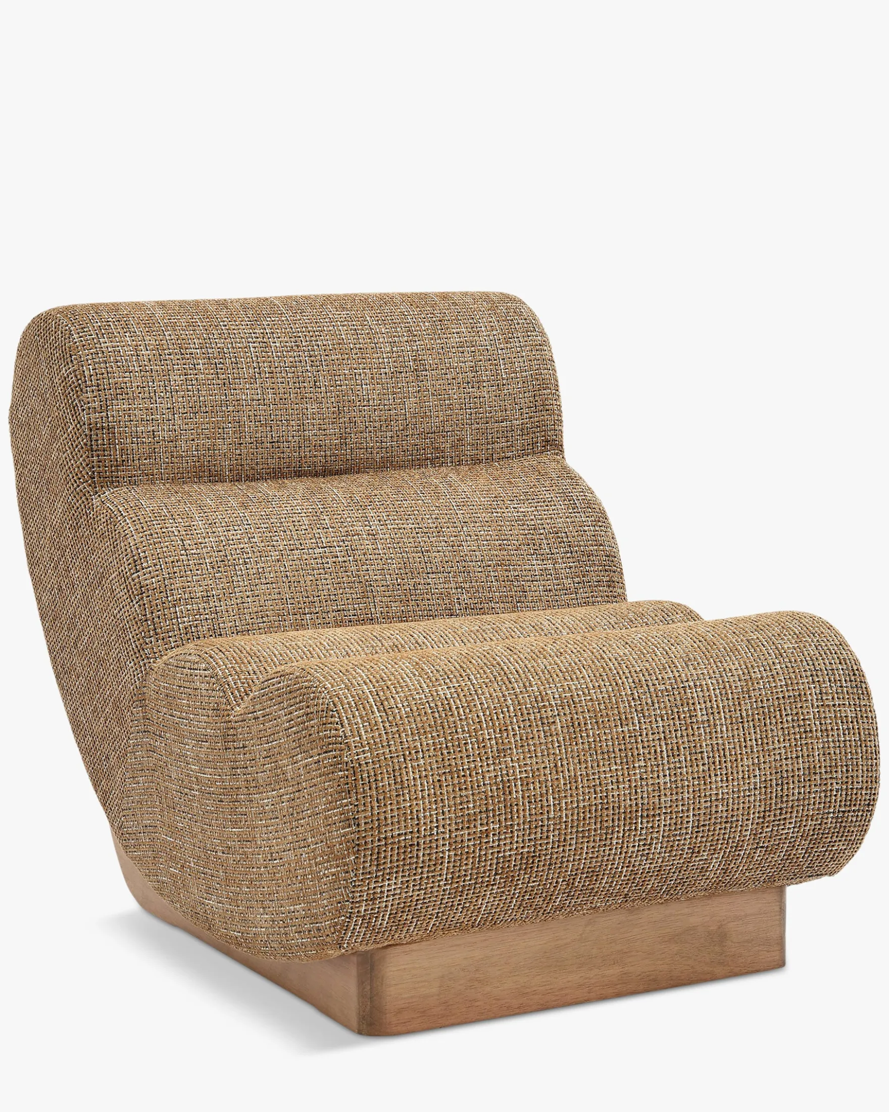 Fauteuil modulable, Tweed marron caramel & bois blond Cozy