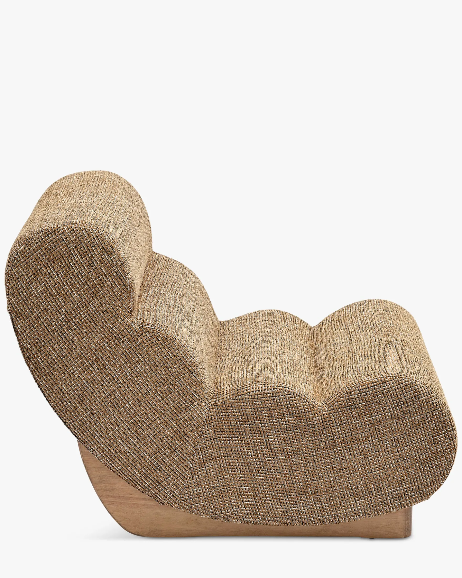 Fauteuil modulable, Tweed marron caramel & bois blond Cozy