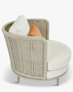 Fauteuil outdoor, Blanc/terracotta waterproof & métal taupe Florentino