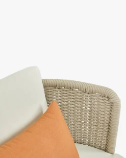 Fauteuil outdoor, Blanc/terracotta waterproof & métal taupe Florentino