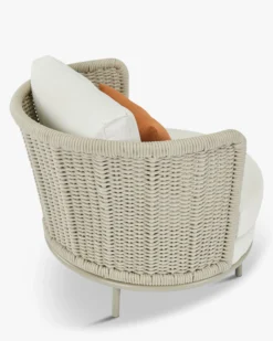 Fauteuil outdoor, Blanc/terracotta waterproof & métal taupe Florentino