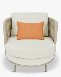 Fauteuil outdoor, Blanc/terracotta waterproof & métal taupe Florentino
