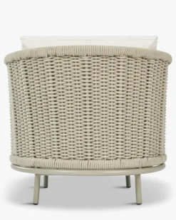 Fauteuil outdoor, Blanc/terracotta waterproof & métal taupe Florentino