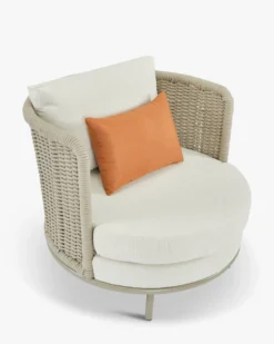 Fauteuil outdoor, Blanc/terracotta waterproof & métal taupe Florentino