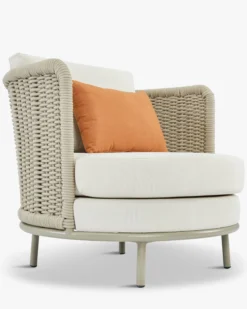 Fauteuil outdoor, Blanc/terracotta waterproof & métal taupe Florentino