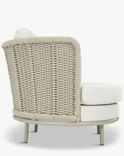 Fauteuil outdoor, Blanc/terracotta waterproof & métal taupe Florentino