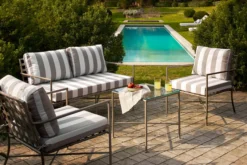 Fauteuil outdoor, Rayures taupe waterproof & métal taupe Bel Air