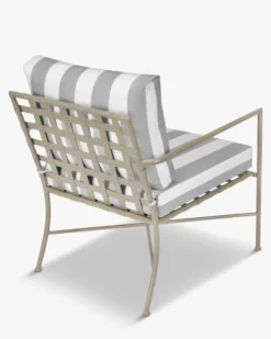 Fauteuil outdoor, Rayures taupe waterproof & métal taupe Bel Air