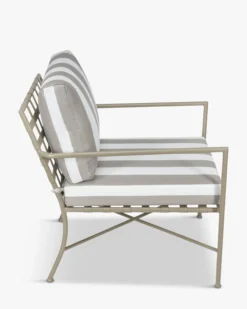 Fauteuil outdoor, Rayures taupe waterproof & métal taupe Bel Air