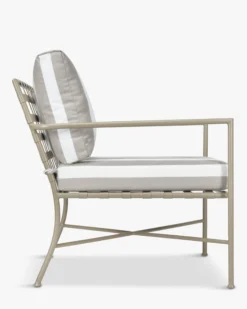 Fauteuil outdoor, Rayures taupe waterproof & métal taupe Bel Air