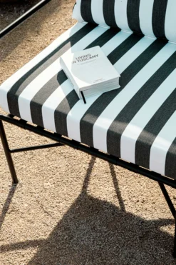 Fauteuil outdoor, Tissu waterproof noir-blanc & métal noir Bel Air