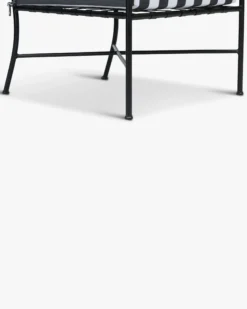 Fauteuil outdoor, Tissu waterproof noir-blanc & métal noir Bel Air