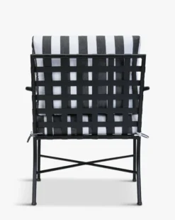 Fauteuil outdoor, Tissu waterproof noir-blanc & métal noir Bel Air