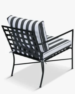 Fauteuil outdoor, Tissu waterproof noir-blanc & métal noir Bel Air