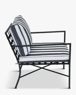 Fauteuil outdoor, Tissu waterproof noir-blanc & métal noir Bel Air