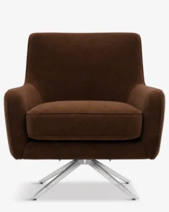 Fauteuil rotatif, Velours marron intense & Métal chromé Golden Gun