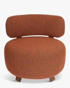 Fauteuil, Rouille bouclé & bois de frêne teinte noyer, Ø75 Platon