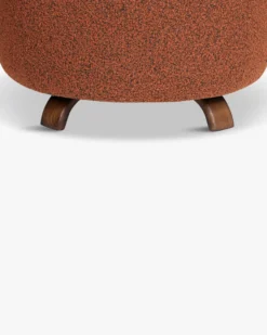 Fauteuil, Rouille bouclé & bois de frêne teinte noyer, Ø75 Platon