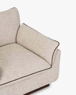 Fauteuil, Tweed beige marron noisette & Bois teinte noyer, L100 Elysee